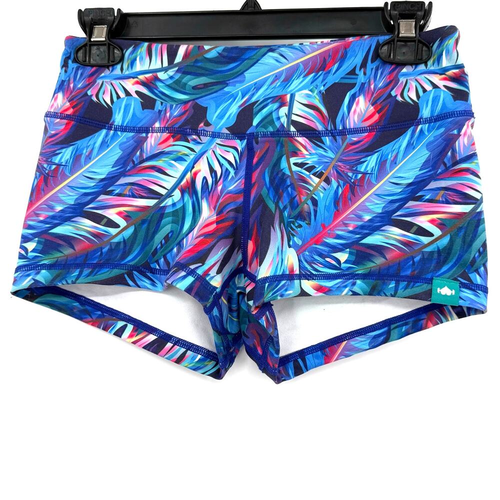 Wodbottom Size Small Booty Shorts Feather‎ Print Exercise Athleticwear Active